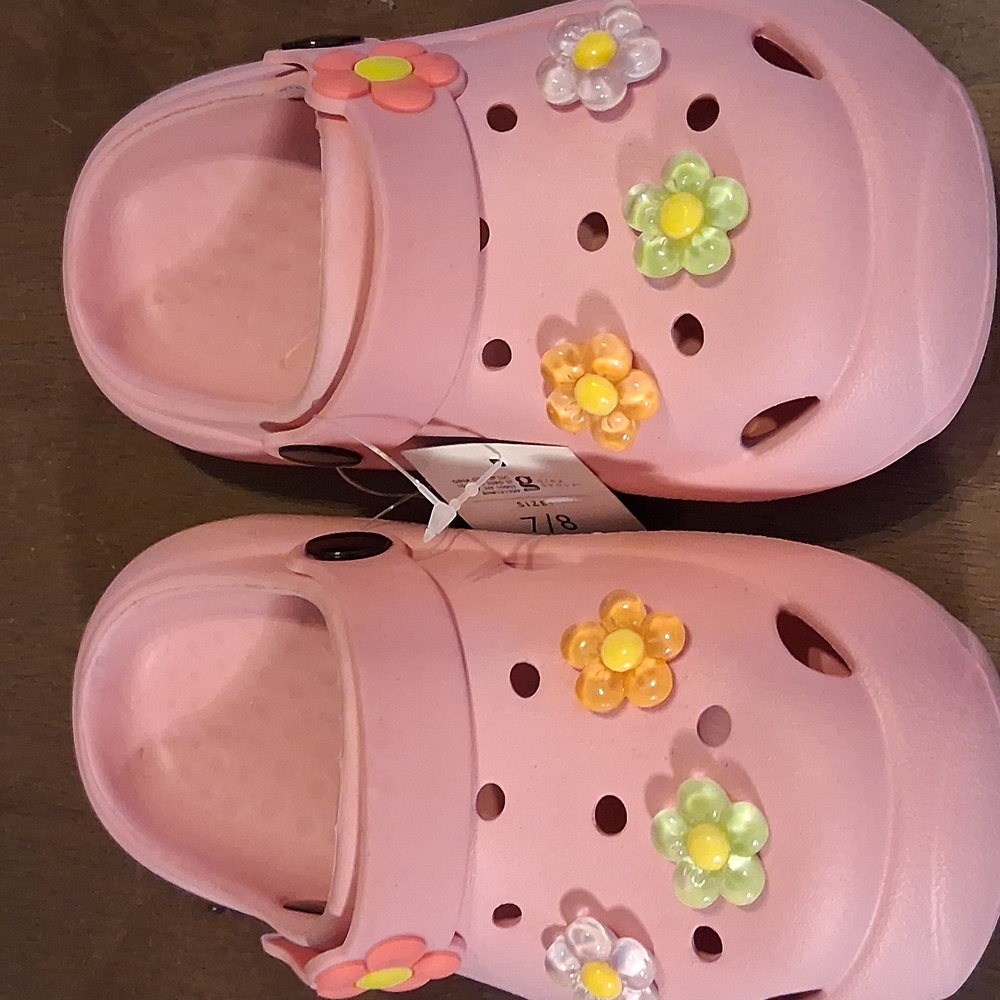 Crock Type Shoes Plastic Waterproof Clear Flowers Beach Pool